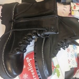 Black Lace-Up Combat Boots